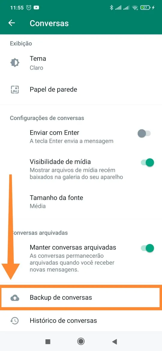 WhatsApp backup Passo a passo