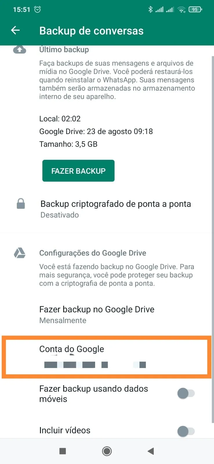 Fazendo Backup no WhatsApp