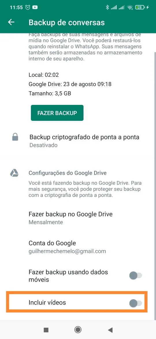 passo a passo backup