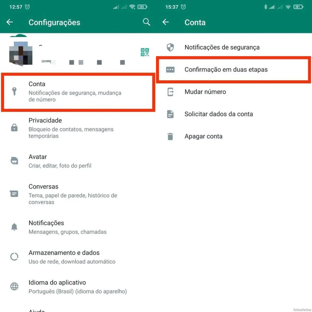 Conta protegida whatsapp