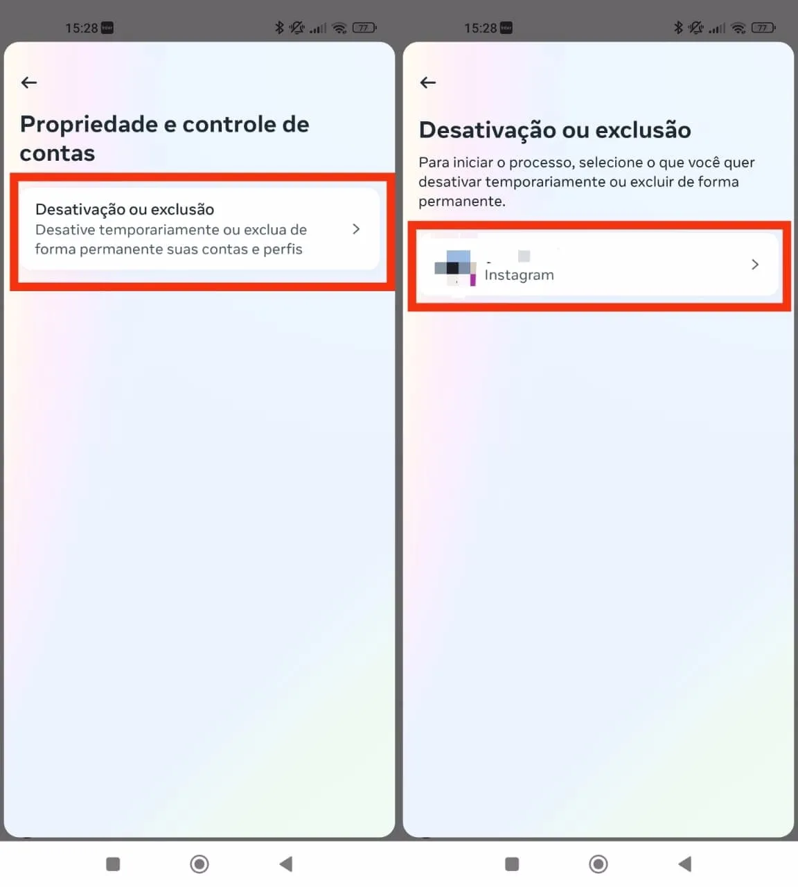 Passo a passo para desativar a conta do instagram