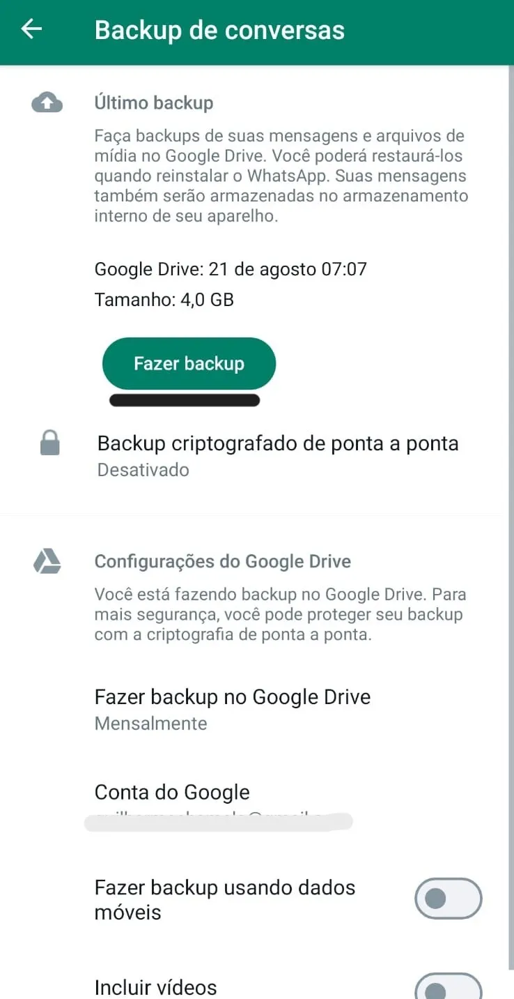 fazer backup whatsapp android