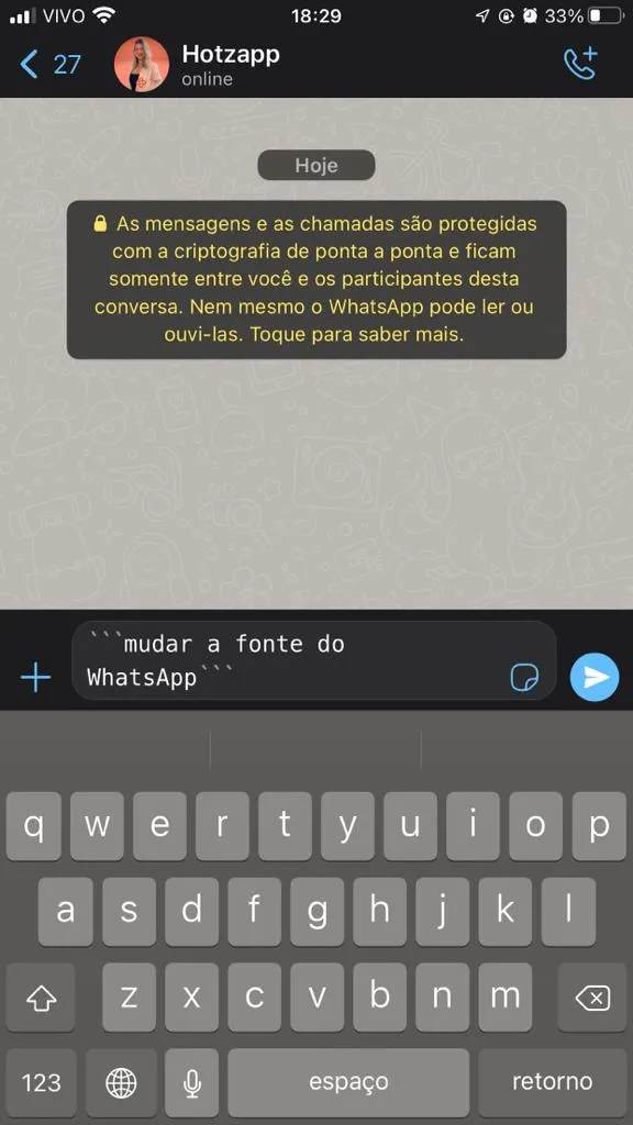 Exemplo mensagem monoespaçada
