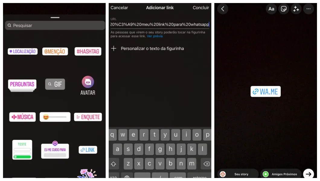 Passo a passo link do WhatsApp no Instagram