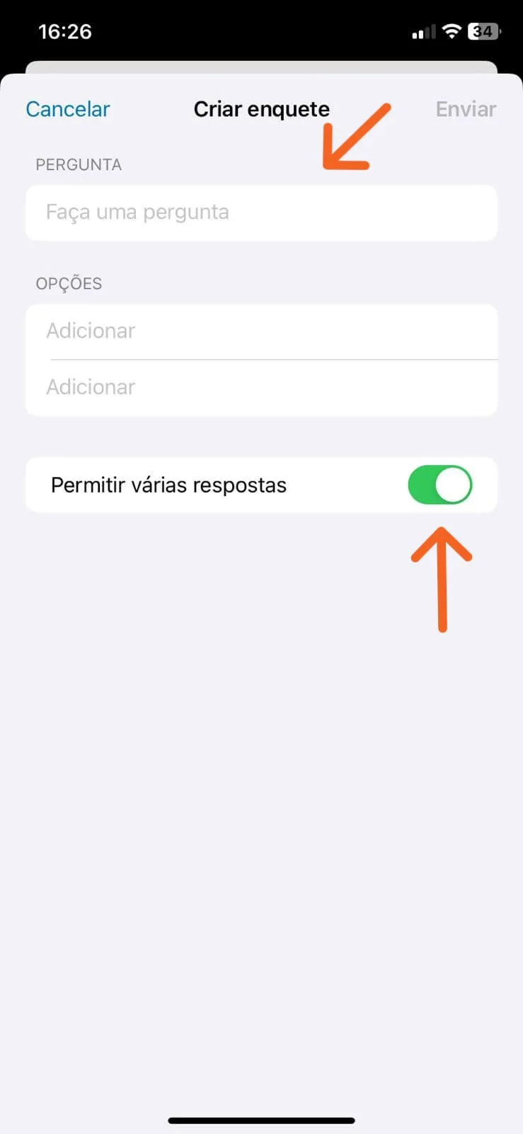 como adicionar perguntas na enquente no whatsapp