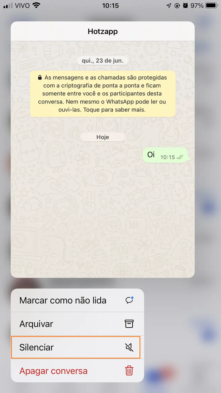 WhatsApp silenciado no iPhone