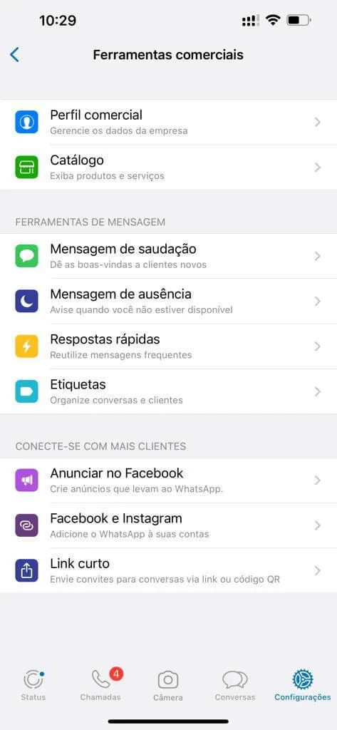 Configurações iPhone