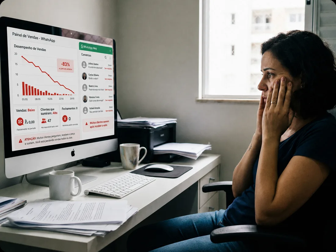 Painel de vendas caindo e clientes sumindo no WhatsApp