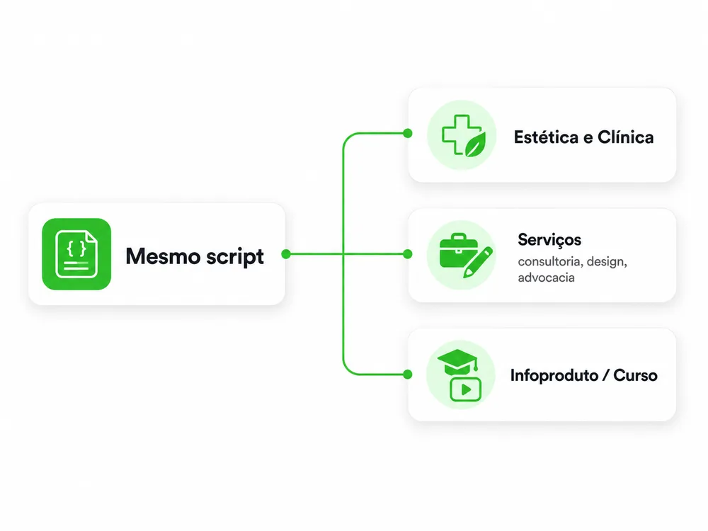 Os scripts adaptados para diferentes nichos de venda.
