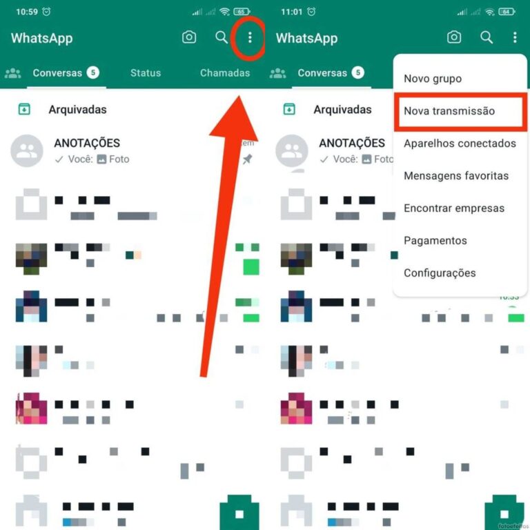 Passo a passo nova transmissão WhatsApp