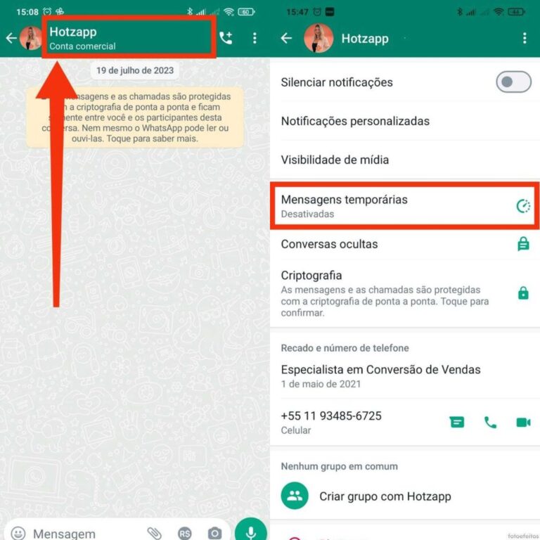 Passo a passo como colocar mensagem temporária no WhatsApp